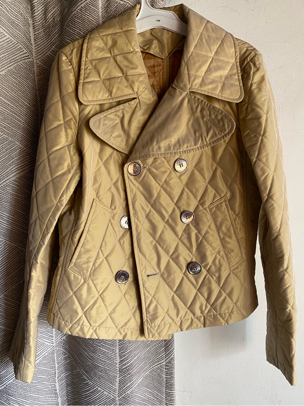 Vintage Burberry Gold Quilted Jacket Button Sz Large